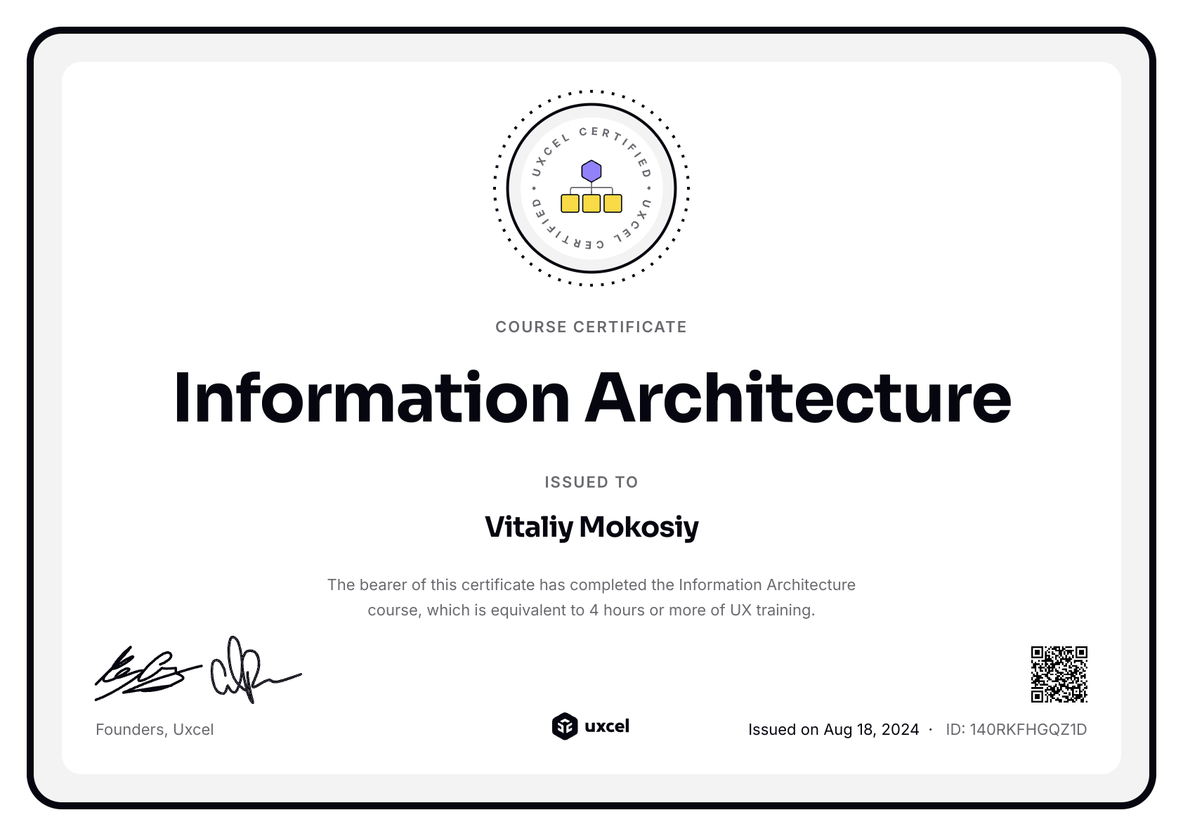 Vitaliy Mokosiy's certificate